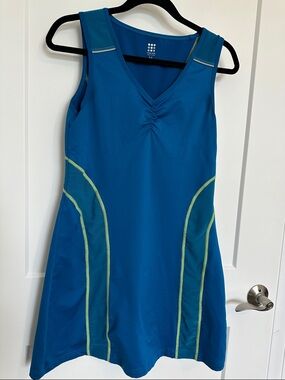 Title Nine Teal Athletic Tank Dress with Lime Accents